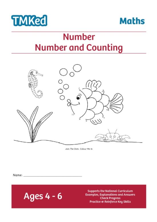 EYFS, KS1 maths worksheets for kids - number and counting workbook, 4-6 years